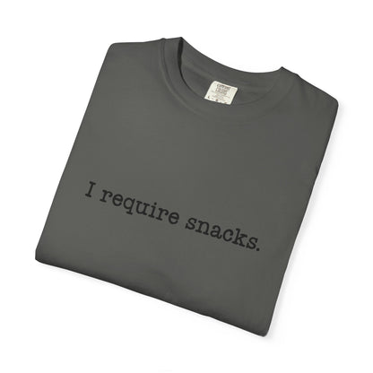 I Require Snacks Comfort Colors® Tee – Funny Minimalist Graphic T-Shirt