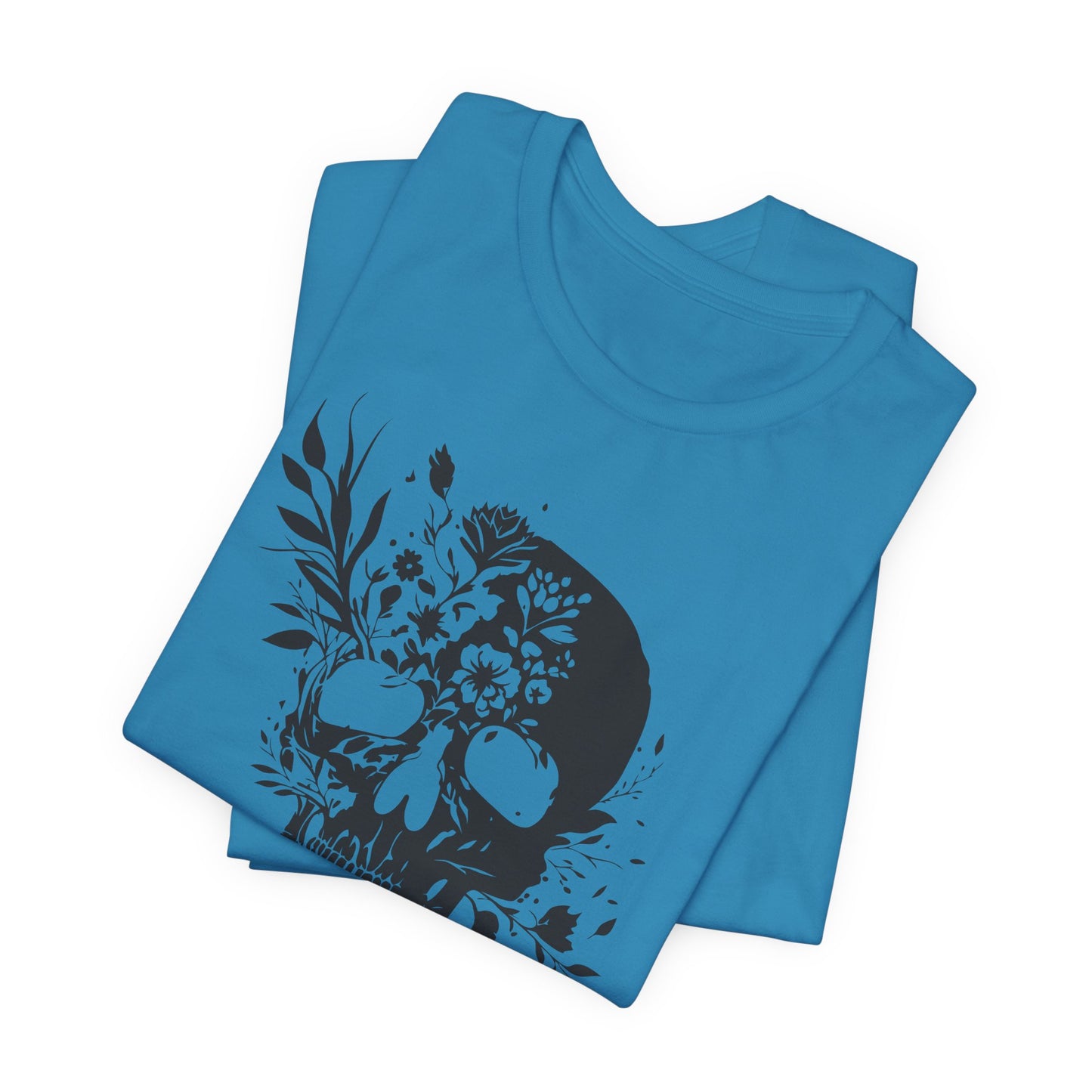 Floral Skull Graphic T-Shirt – Edgy Aesthetic Statement Tee