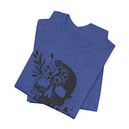 Floral Skull Graphic T-Shirt – Edgy Aesthetic Statement Tee