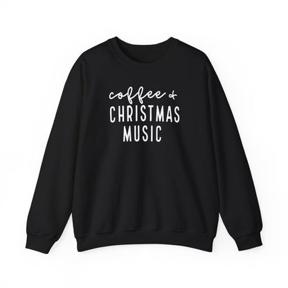 Coffee & Christmas Music Sweatshirt – Cozy Holiday Crewneck for Coffee Lovers