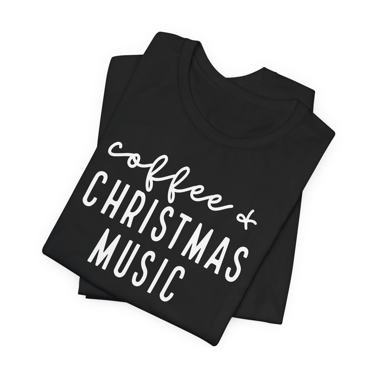 Coffee & Christmas Music Tee – Cute Holiday Graphic T-Shirt for Coffee Lovers