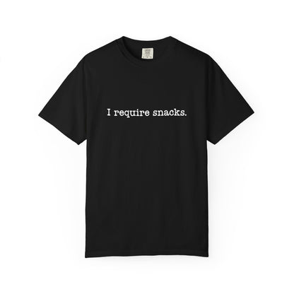 I Require Snacks Comfort Colors® Tee – Funny Minimalist Graphic T-Shirt