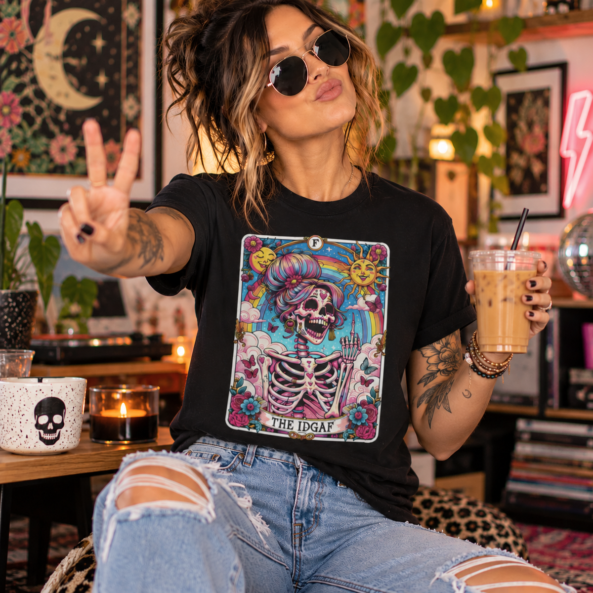 IDGAF Tarot Card Graphic T-Shirt – Funny Sarcastic Statement Tee