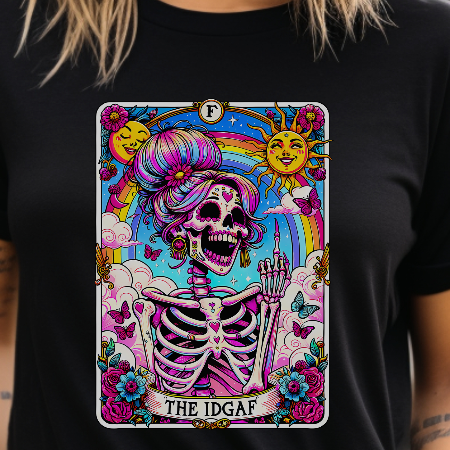 IDGAF Tarot Card Graphic T-Shirt – Funny Sarcastic Statement Tee