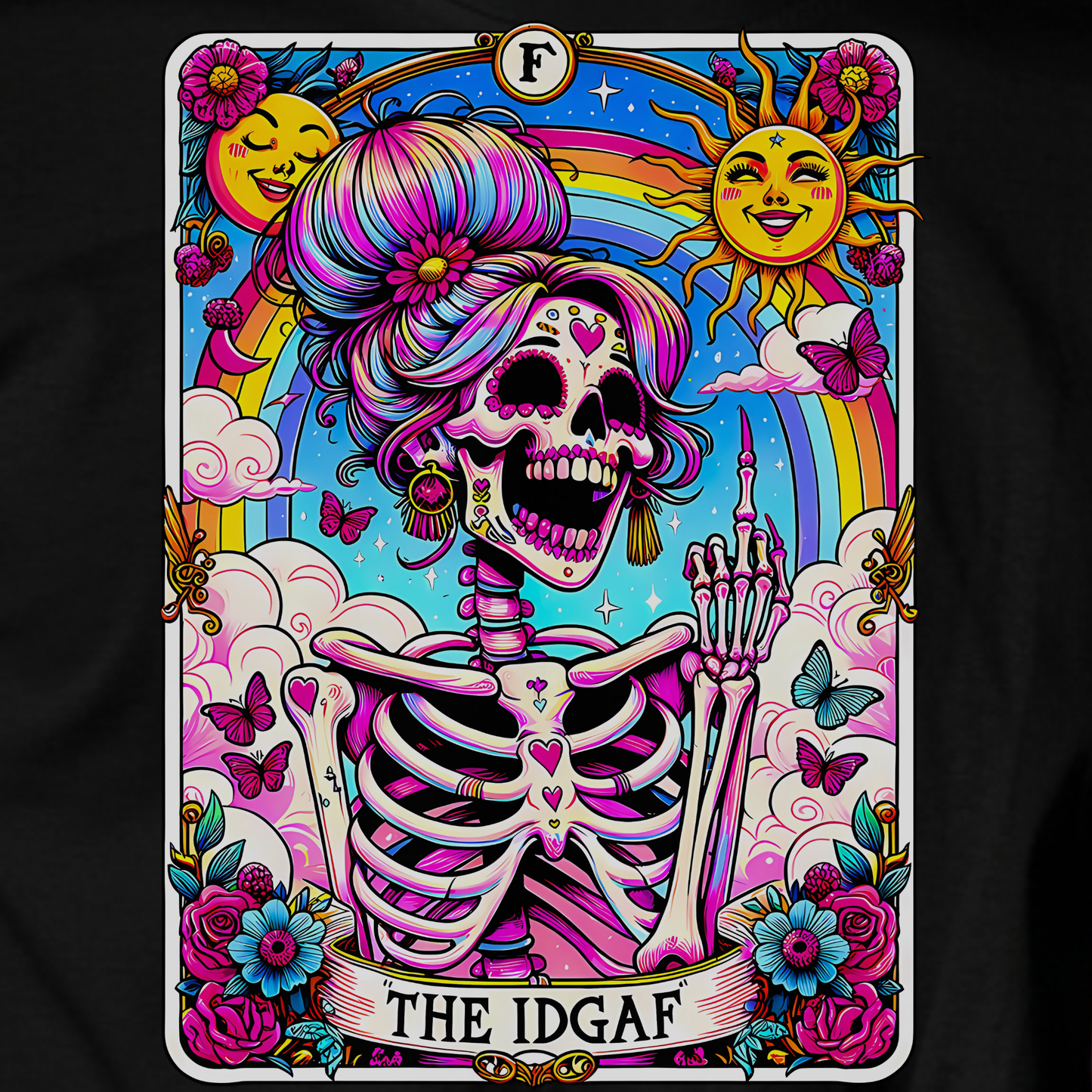 IDGAF Tarot Card Graphic T-Shirt – Funny Sarcastic Statement Tee