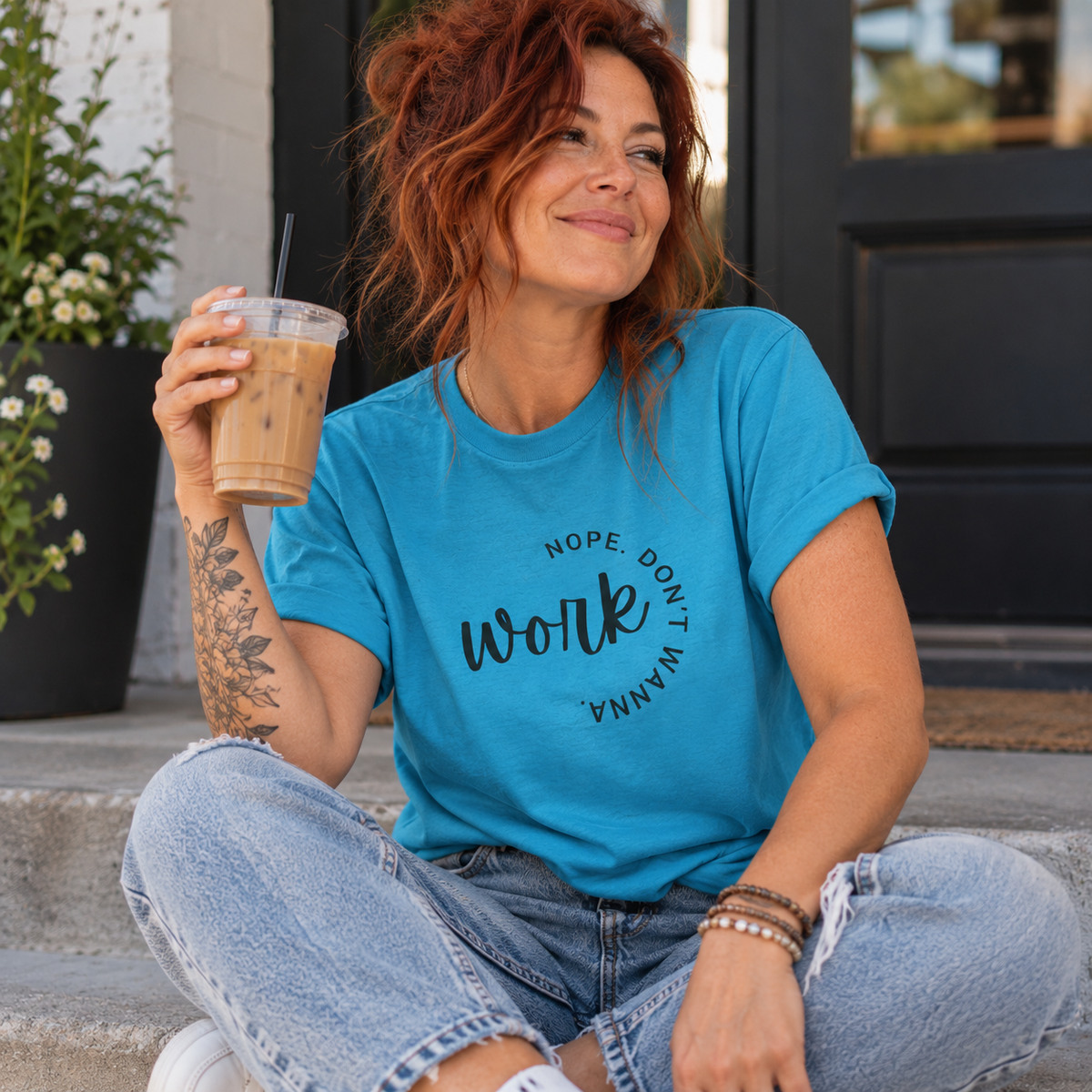 Work Nope Don't Wanna T-Shirt – Funny Sarcastic Bella+Canvas Graphic Tee